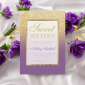 Invitation Parties scintillant or Faux ombre violet chic Swee