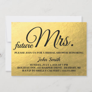 Invitation Parties scintillant or Fête des mariées future Mme