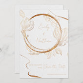 Invitation Parties scintillant Or Floral Élégant Mariage Enre (Devant / Derrière)