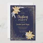 Invitation Parties scintillant or floral marine bleu Entrepri (Devant)