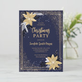 Invitation Parties scintillant or floral marine bleu Entrepri (Debout devant)