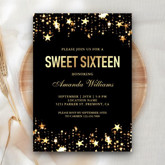 Invitation Parties scintillant Or glamour Star Confetti Sweet