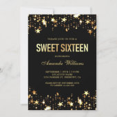 Invitation Parties scintillant Or glamour Star Confetti Sweet (Devant)