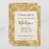 Invitation Parties scintillant or Glitzy Zebra Print (Devant / Derrière)