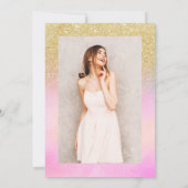 Invitation parties scintillant or holographique script chic S (Dos)