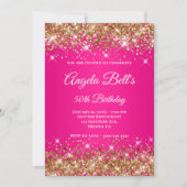 Invitation Parties scintillant Or Hot rose Ombre Fancy Monogr (Devant)