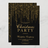 Invitation Parties scintillant or lumières noir entreprise ch (Devant / Derrière)