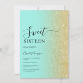 Invitation Parties scintillant Or Luxueuse moderne Mint Sweet (Devant)