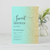 Invitation Parties scintillant Or Luxueuse moderne Mint Sweet (Debout devant)