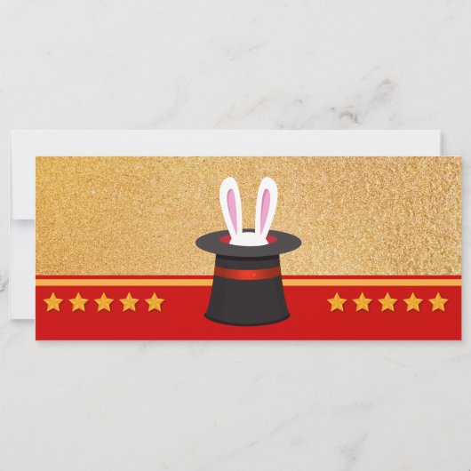 Invitation Parties scintillant or magie spectacle anniversair (Dos)