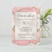 Invitation Parties scintillant or Marbre blanc rose (Debout devant)