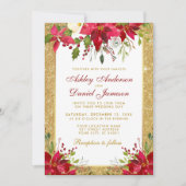 Invitation Parties scintillant or Mariage de vacances Rouge F (Devant)