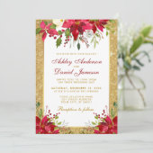 Invitation Parties scintillant or Mariage de vacances Rouge F (Debout devant)