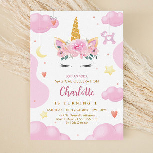 Invitation Parties scintillant or mignonne rose Floral Unicor