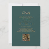 Invitation Parties scintillant Or moderne Dark Green QR Code  (Dos)