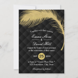 Invitation Parties scintillant or moderne Peacock Feather Mar