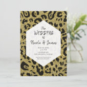 Invitation Parties scintillant or noir Cheetah Leopard Chic M (Debout devant)