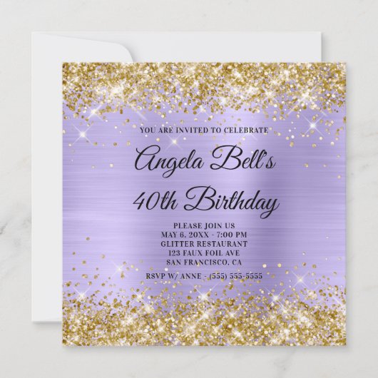 Invitation Parties scintillant or Pale Lavande Shimmer Monogr (Devant)