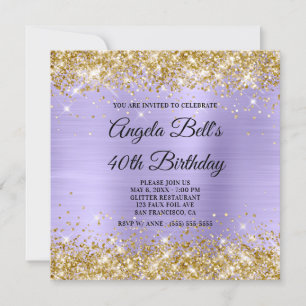 Invitation Parties scintillant or Pale Lavande Shimmer Monogr