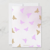 Invitation Parties scintillant or Pink Purple Papillons Baby  (Dos)