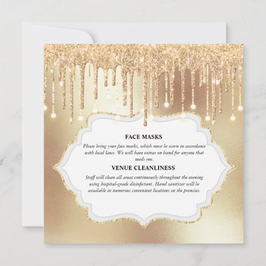 Invitation Parties scintillant or robe mariée élégant brillan (Dos)