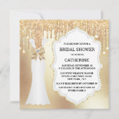 Invitation Parties scintillant or robe mariée élégant brillan (Devant)