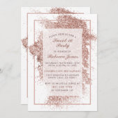 Invitation Parties scintillant or Rose 16 parties Sweet et &  (Devant / Derrière)