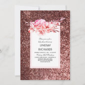 Invitation Parties scintillant or rose baby shower Floral Vin (Devant)