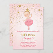 Invitation Parties scintillant or rose Ballerina | Fille Anni (Devant / Derrière)
