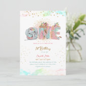 Invitation Parties scintillant or rose Bleu Bébé fille premie (Debout devant)