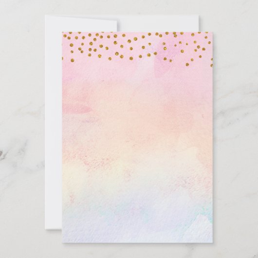 Invitation Parties scintillant or rose Bleu Bébé fille premie (Dos)