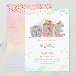 Invitation Parties scintillant or rose Bleu Bébé fille premie