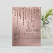 Invitation Parties scintillant or Rose brillant  Baby shower  (Debout devant)