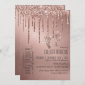 Invitation Parties scintillant or Rose brillant  Baby shower  (Devant / Derrière)