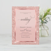 Invitation Parties scintillant or Rose cadre élégant (Debout devant)