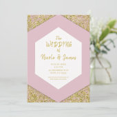 Invitation Parties scintillant or rose chic Flakes Glam Maria (Debout devant)