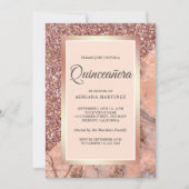 Invitation Parties scintillant or rose Coral Marbre rose Quin (Devant)