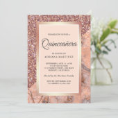Invitation Parties scintillant or rose Coral Marbre rose Quin (Debout devant)
