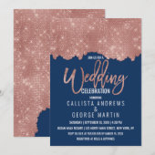 Invitation Parties scintillant or Rose de Glam Marine  couleu (Devant / Derrière)