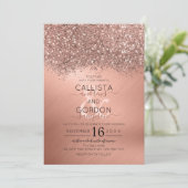 Invitation Parties scintillant or Rose de luxe Confetti Maria (Debout devant)