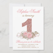 Invitation Parties scintillant or rose douce Premier Invitati (Devant)