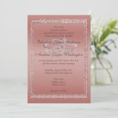Invitation Parties scintillant or rose et anneaux Mariage arg (Debout devant)
