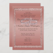 Invitation Parties scintillant or rose et anneaux Mariage arg (Devant / Derrière)