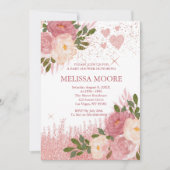 Invitation Parties scintillant Or rose Et Baby shower Glam (Devant)
