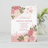 Invitation Parties scintillant Or rose Et Baby shower Glam (Debout devant)