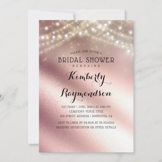 Invitation Parties scintillant or rose et Fête des mariées de (Devant)