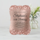 Invitation Parties scintillant or rose et Foil fantaisie Mono (Debout devant)