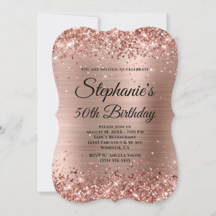 Invitation Parties scintillant or rose et Foil fantaisie Mono