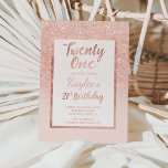 Invitation Parties scintillant or rose Faux élégant chic 21e<br><div class="desc">Une douche à parties scintillant en or faux rose moderne, assez chic et élégante, sombre avec un bloc de couleur rose pastel clair vingt-et-unième anniversaire invitation avec or rose ombre motif s'effaçant sur un arrière - plan rose avec et élégant cadre or Parfait pour une princesse 21e anniversaire, parfait pour...</div>