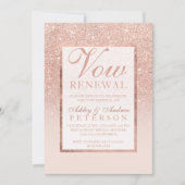 Invitation Parties scintillant or rose Faux élégant chic Vow  (Devant)